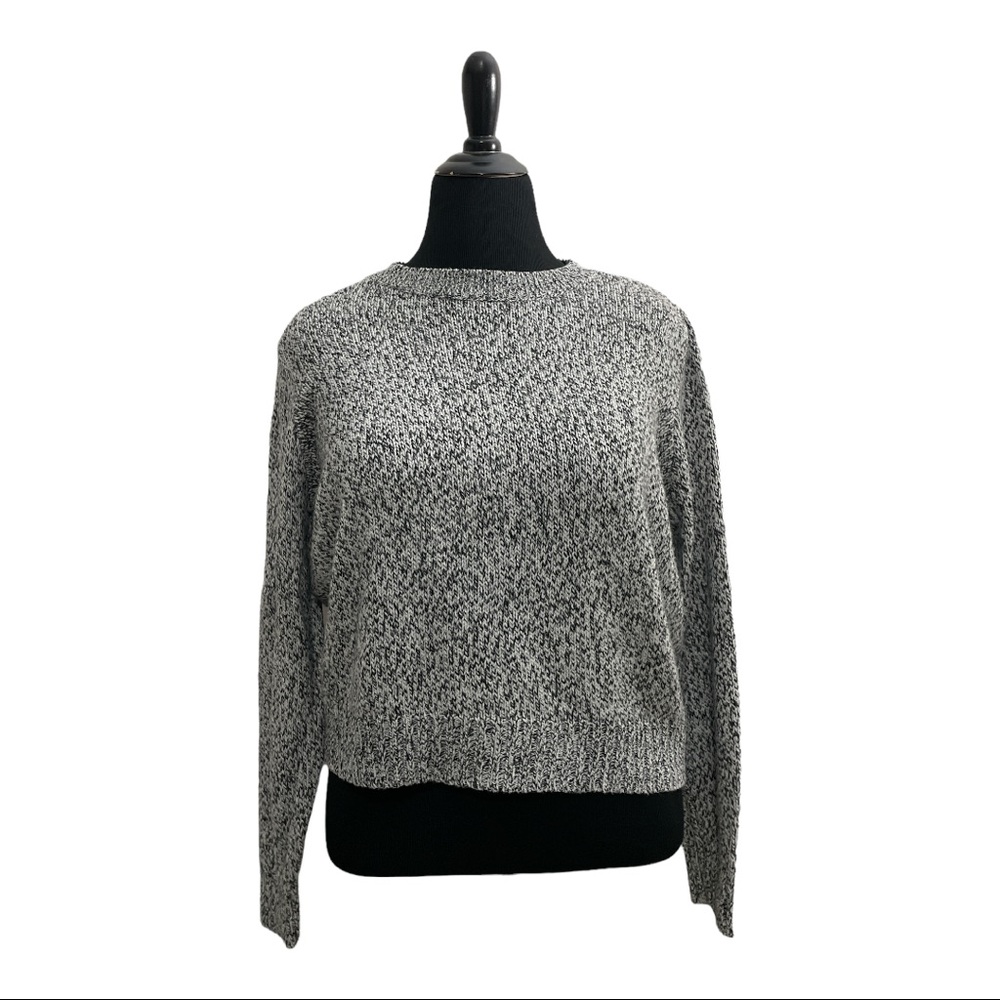Black and White Marled Knit Sweater